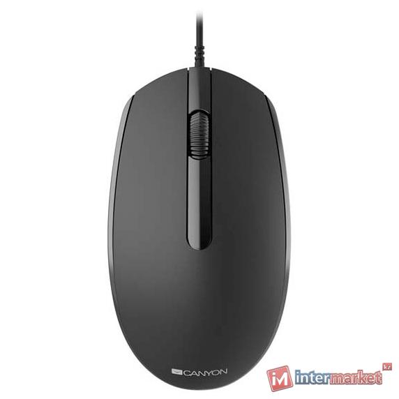 Мышь CNE-CMS10B Canyon Wired optical mouse with 3 buttons, DPI 1000, with 1.5M USB cable, black, 6511540mm, 0.1kg